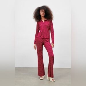 Zara flared Jacquard pants & shirt matching set
